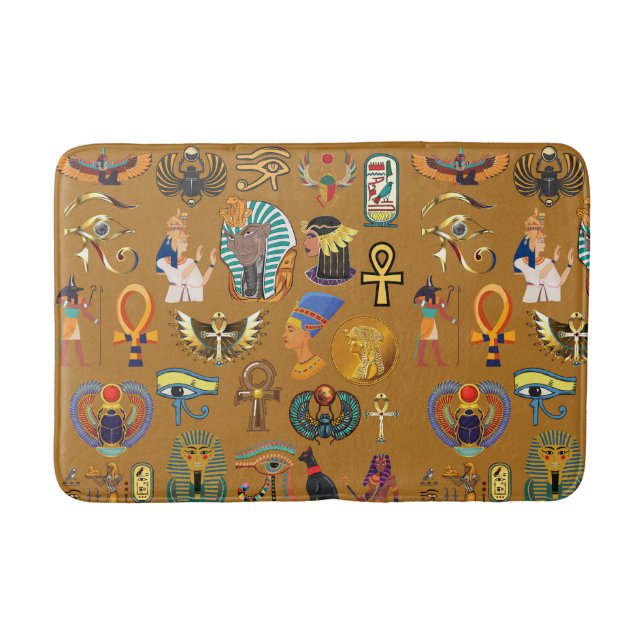 Ancient Egyptian Hieroglyphic -Pattern Hieroglyphi Bath Mat (Front)