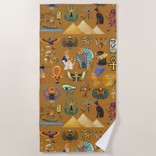 Ancient Egyptian Hieroglyphic -Pattern Hieroglyphi Beach Towel