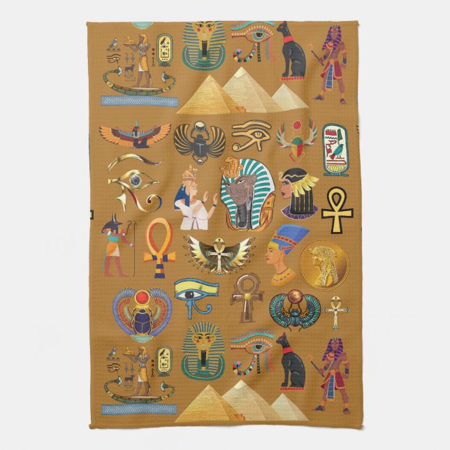 Ancient Egyptian Hieroglyphic -Pattern Hieroglyphi Kitchen Towel (Vertical)