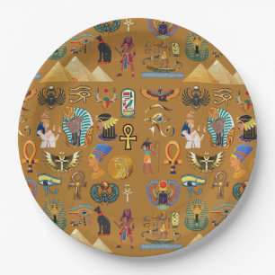 Ancient Egyptian Hieroglyphic -Pattern Hieroglyphi Paper Plate