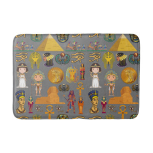 Ancient Egyptian Hieroglyphic -Pattern Pharaoh  Bath Mat