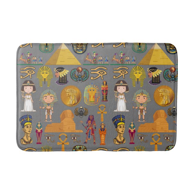 Ancient Egyptian Hieroglyphic -Pattern Pharaoh  Bath Mat (Front)