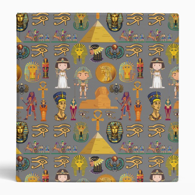 Ancient Egyptian Hieroglyphic -Pattern Pharaoh  Binder (Front)