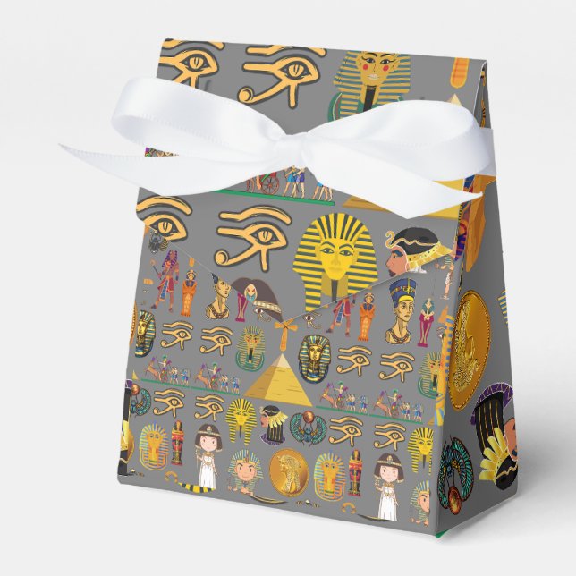 Ancient Egyptian Hieroglyphic -Pattern Pharaoh  Favor Box (Front Side)