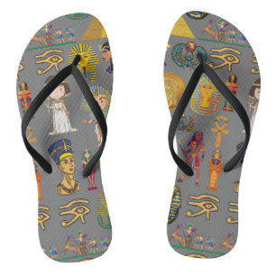 Ancient Egyptian Hieroglyphic -Pattern Pharaoh  Flip Flops
