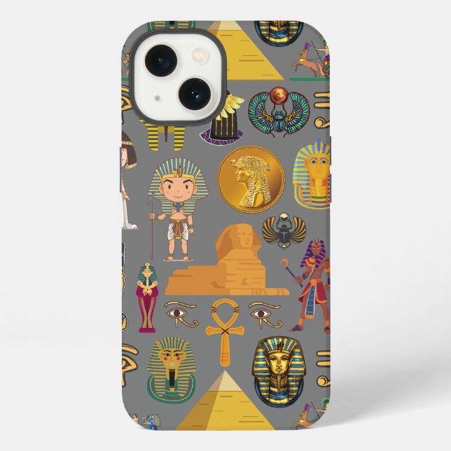 Ancient Egyptian Hieroglyphic -Pattern Pharaoh  iPhone Case (Back)