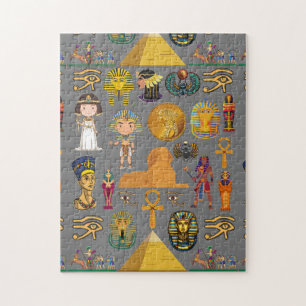 Ancient Egyptian Hieroglyphic -Pattern Pharaoh Jigsaw Puzzle