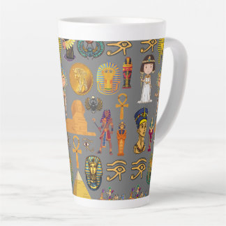 Ancient Egyptian Hieroglyphic -Pattern Pharaoh  Latte Mug