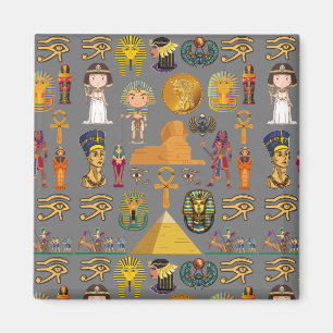 Ancient Egyptian Hieroglyphic -Pattern Pharaoh Magnet
