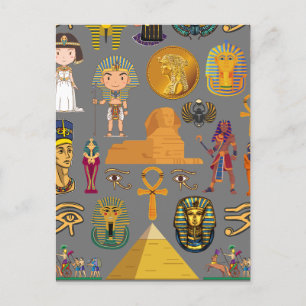 Ancient Egyptian Hieroglyphic -Pattern Pharaoh  Postcard
