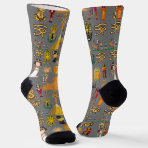Ancient Egyptian Hieroglyphic -Pattern Pharaoh  Socks