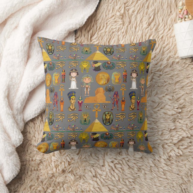 Ancient Egyptian Hieroglyphic -Pattern Pharaoh  Throw Pillow (Blanket)