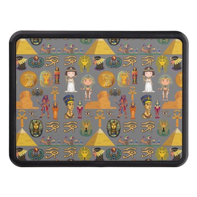Ancient Egyptian Hieroglyphic -Pattern Pharaoh  Trailer Hitch Cover (Front)