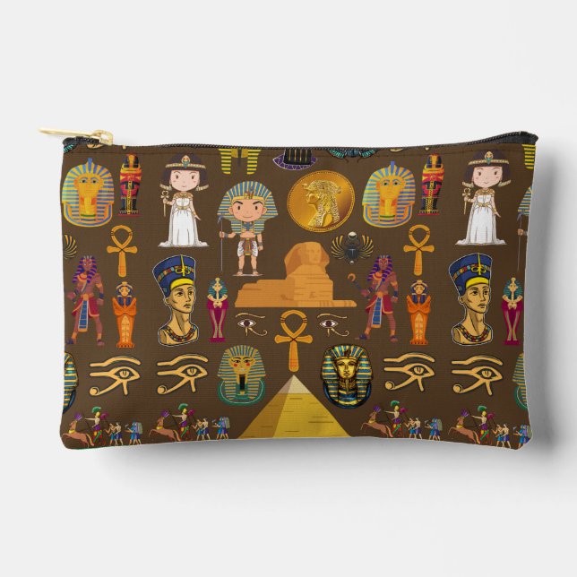 Ancient Egyptian Hieroglyphic -Pattern Symbol  Accessory Pouch (Front)