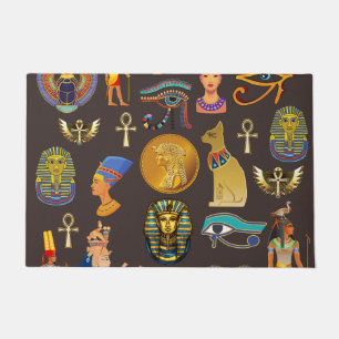 Ancient Egyptian Hieroglyphic Pattern Symbol    Doormat
