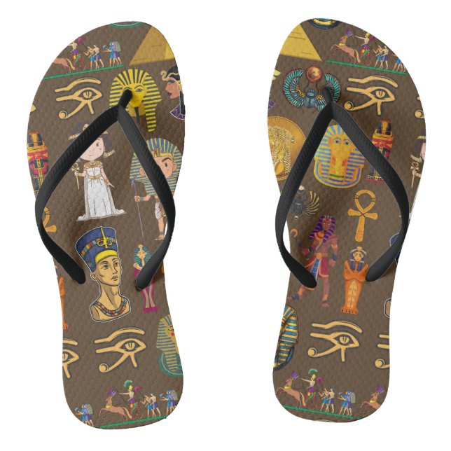 Ancient Egyptian Hieroglyphic -Pattern Symbol  Flip Flops (Footbed)