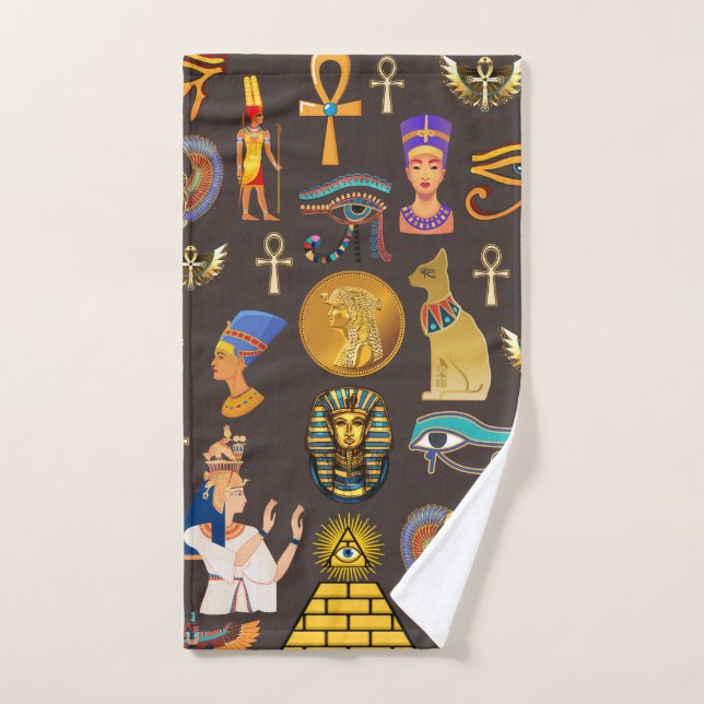 Ancient Egyptian Hieroglyphic Pattern Symbol      Hand Towel (Hand Towel)