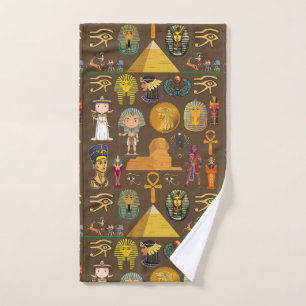 Ancient Egyptian Hieroglyphic -Pattern Symbol Hand Towel