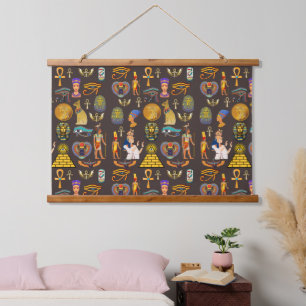 Ancient Egyptian Hieroglyphic Pattern Symbol Hanging Tapestry