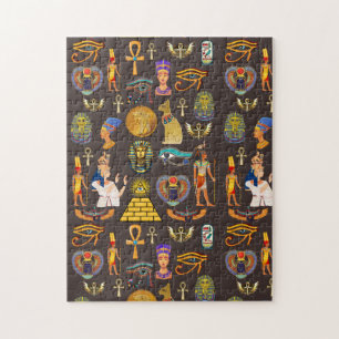 Ancient Egyptian Hieroglyphic Pattern Symbol Jigsaw Puzzle