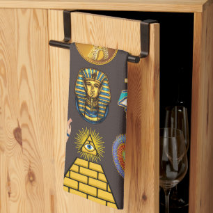 Ancient Egyptian Hieroglyphic Pattern Symbol       Kitchen Towel
