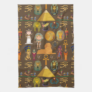 Ancient Egyptian Hieroglyphic -Pattern Symbol  Kitchen Towel