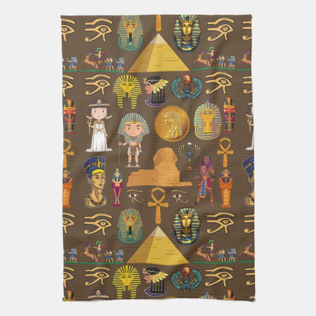 Ancient Egyptian Hieroglyphic -Pattern Symbol  Kitchen Towel (Vertical)