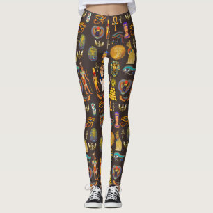 Ancient Egyptian Hieroglyphic Pattern Symbol       Leggings