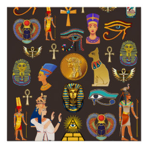 Ancient Egyptian Hieroglyphic Pattern Symbol      Poster