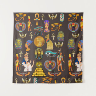 Ancient Egyptian Hieroglyphic Pattern Symbol   Tapestry