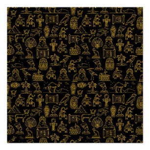 Ancient Egyptian Hieroglyphic Symbol Pattern  Poster