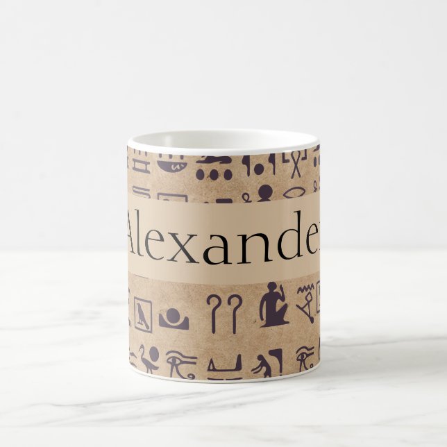 Ancient Egyptian Hieroglyphics Art on Parchment Coffee Mug (Center)