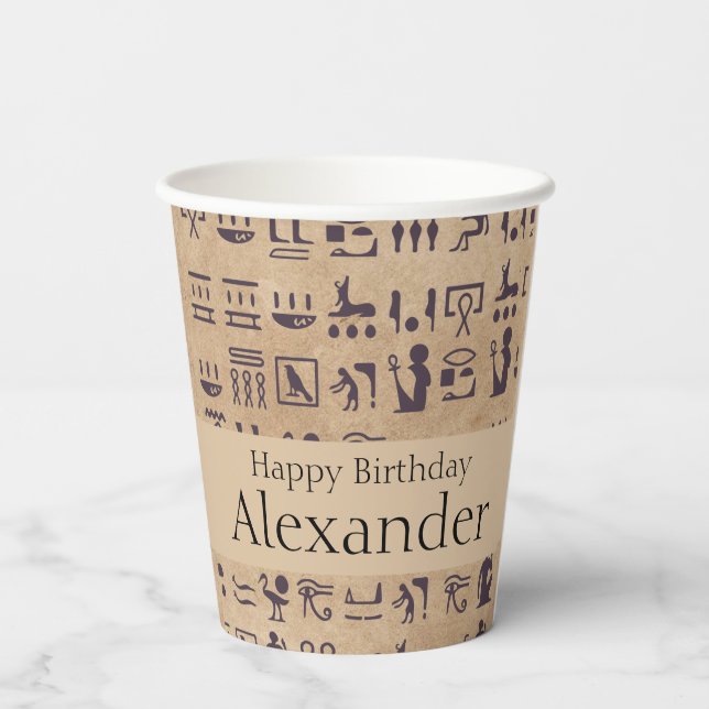 Ancient Egyptian Hieroglyphics Art on Parchment Paper Cups (Back)