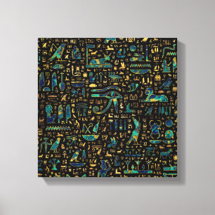 Ancient Egyptian hieroglyphics Marble and Gold Canvas Print