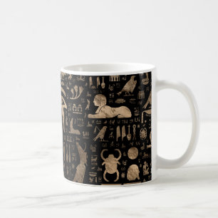 Ancient Egyptian hieroglyphs - Black and gold Coffee Mug