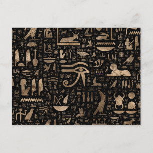 Ancient Egyptian hieroglyphs - Black and gold Postcard