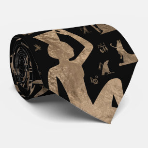 Ancient Egyptian hieroglyphs - Black and gold Tie