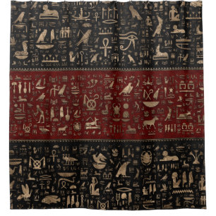 Ancient Egyptian hieroglyphs - Black Red Leather