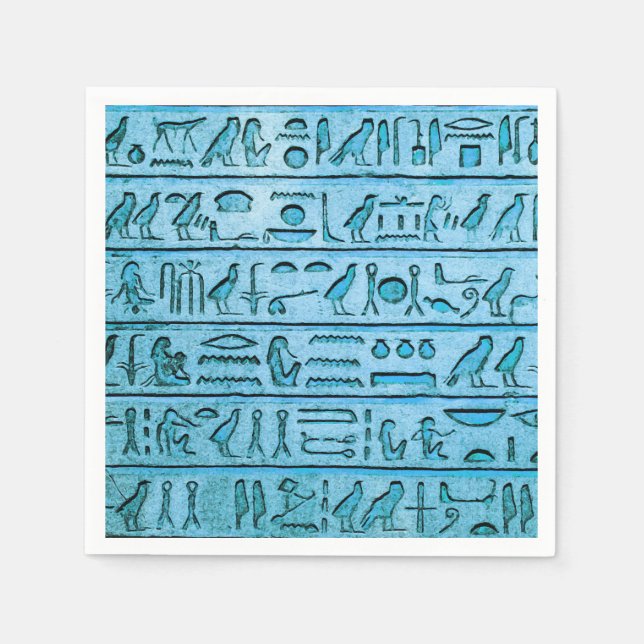 Ancient Egyptian Hieroglyphs Blue Napkin (Front)