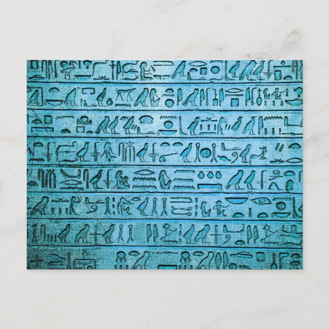 Ancient Egyptian Hieroglyphs Blue Postcard (Front)
