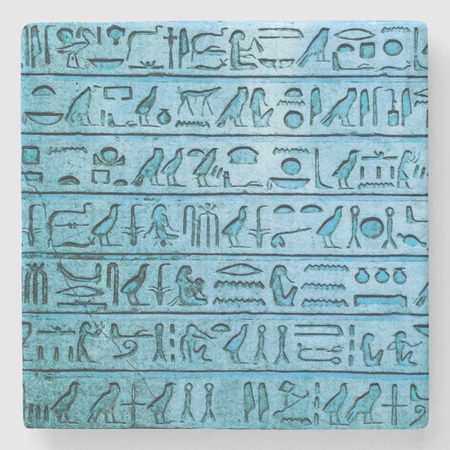 Ancient Egyptian Hieroglyphs Blue Stone Coaster (Front)