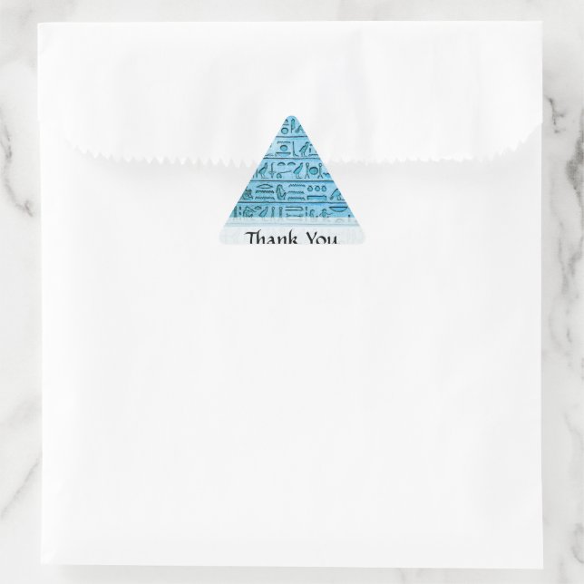 Ancient Egyptian Hieroglyphs Blue Triangle Sticker (Bag)
