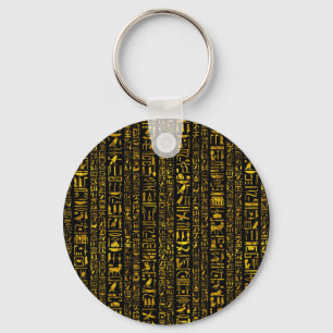 Ancient Egyptian hieroglyphs gold and black color  Keychain