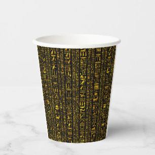 Ancient Egyptian hieroglyphs gold and black color  Paper Cups