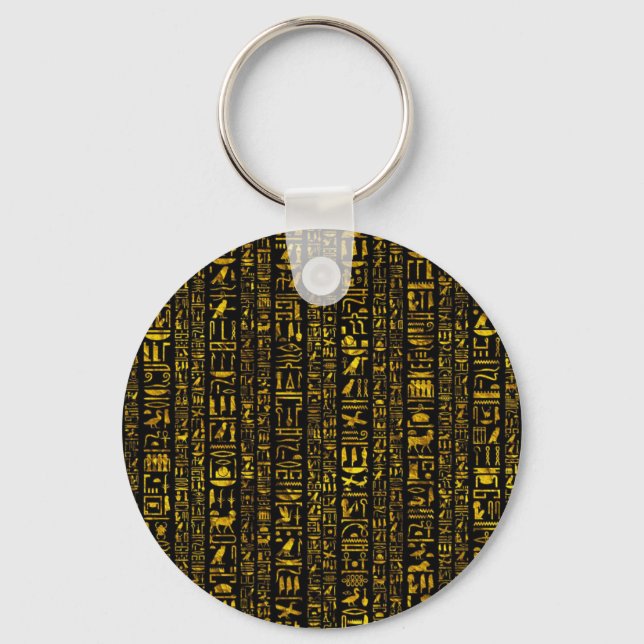 Ancient Egyptian hieroglyphs gold and black colour Keychain (Front)