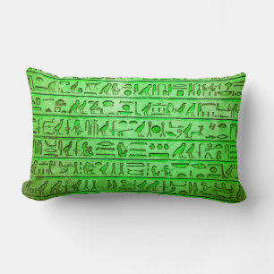 Ancient Egyptian Hieroglyphs Green Lumbar Pillow