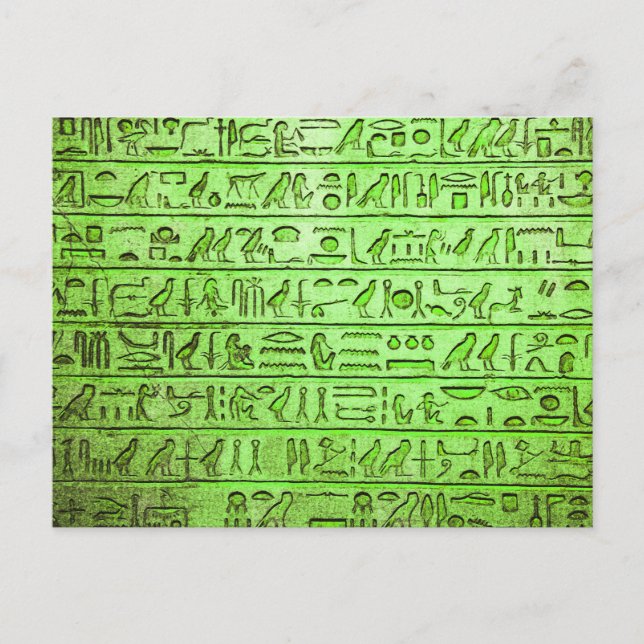 Ancient Egyptian Hieroglyphs Green Postcard (Front)