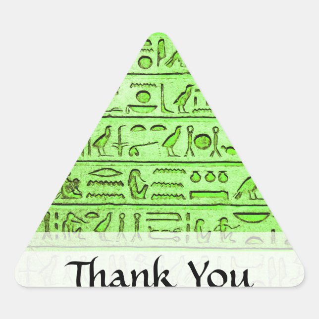 Ancient Egyptian Hieroglyphs Green Triangle Sticker (Front)