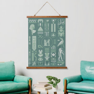 Ancient Egyptian Hieroglyphs Hanging Tapestry