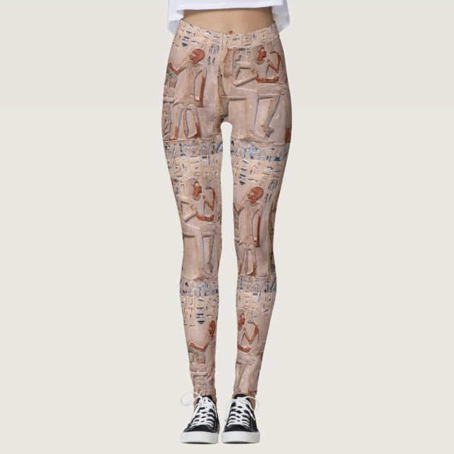 Ancient Egyptian Hieroglyphs Motif Yoga Running Leggings (Front)